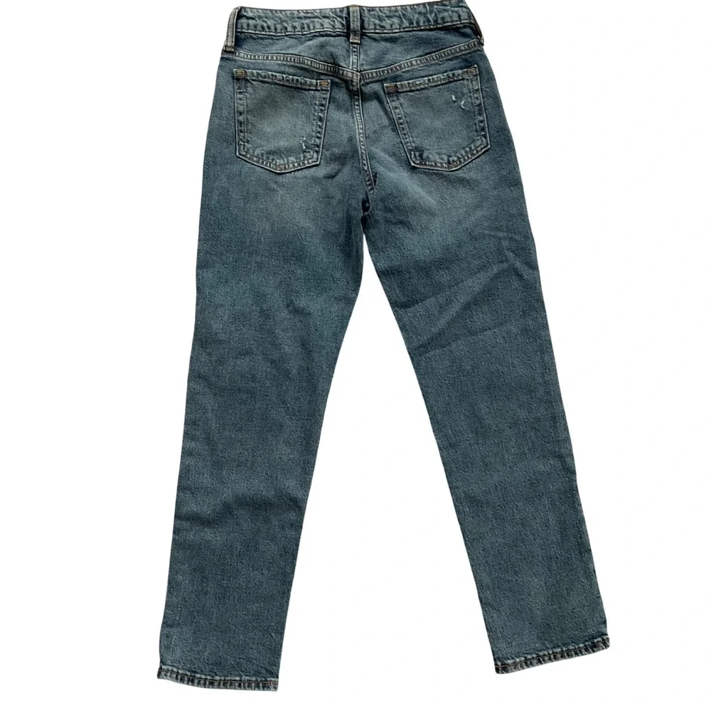 New Gap Kids Girlfriend Slim Distressed Jeans Medium Wash Blue Denim‎ Sz 14 Slim